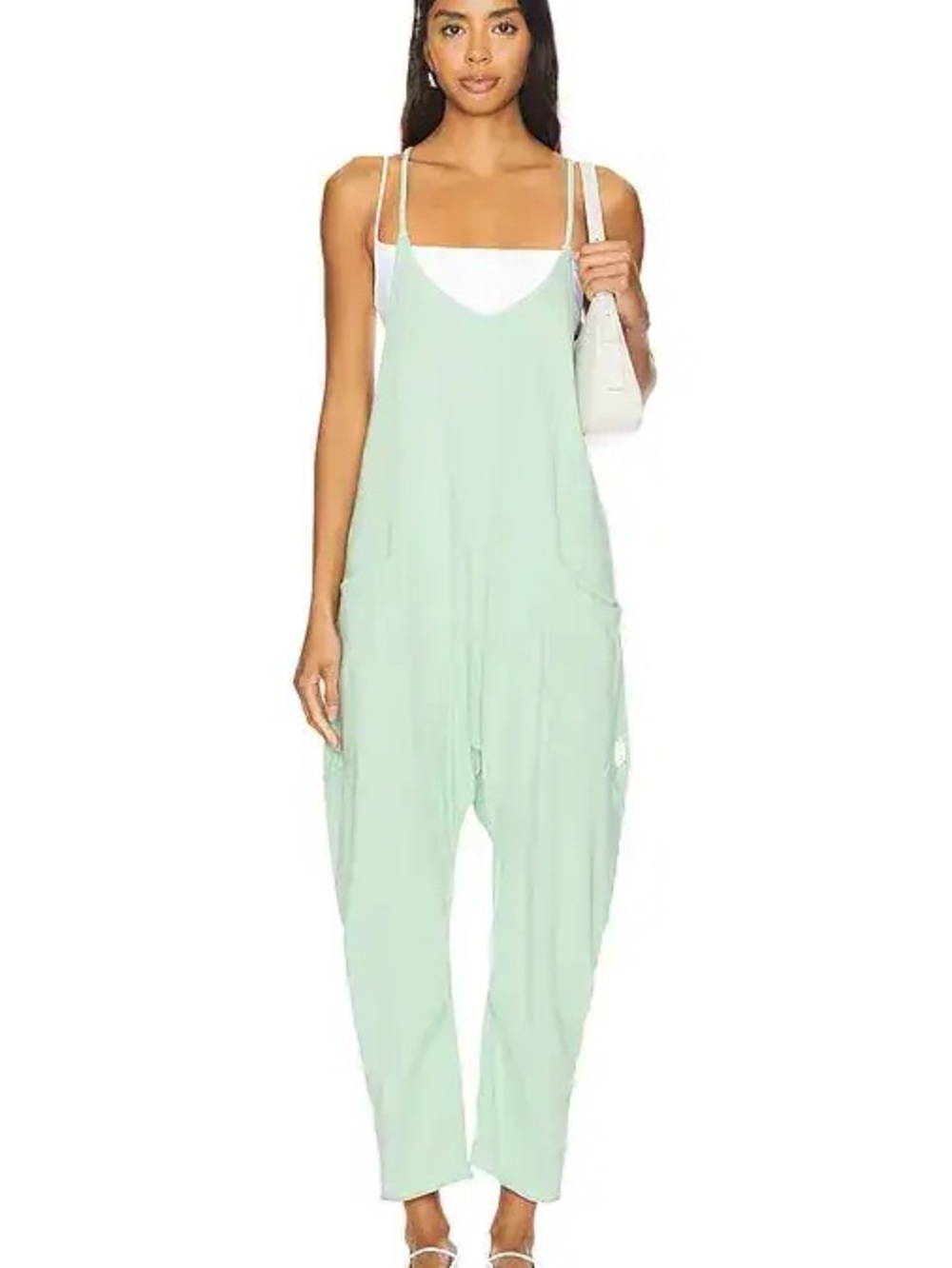 Free People Mint Green Loose Strap Jumpsuit